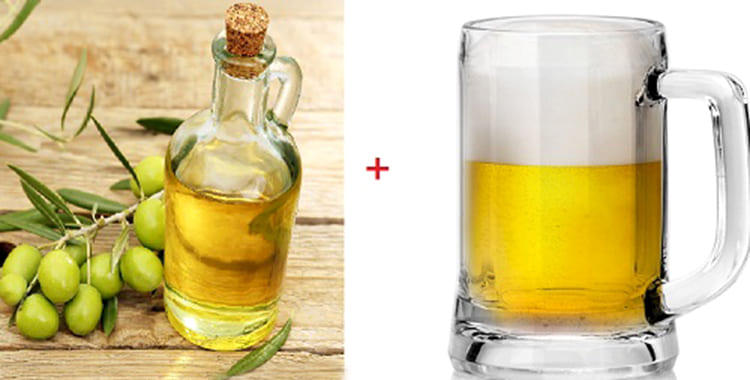 Ủ tóc bằng bia và dầu oliu giúp tóc dày mượt Ủ tóc bằng bia và dầu oliu giúp tóc dày mượt