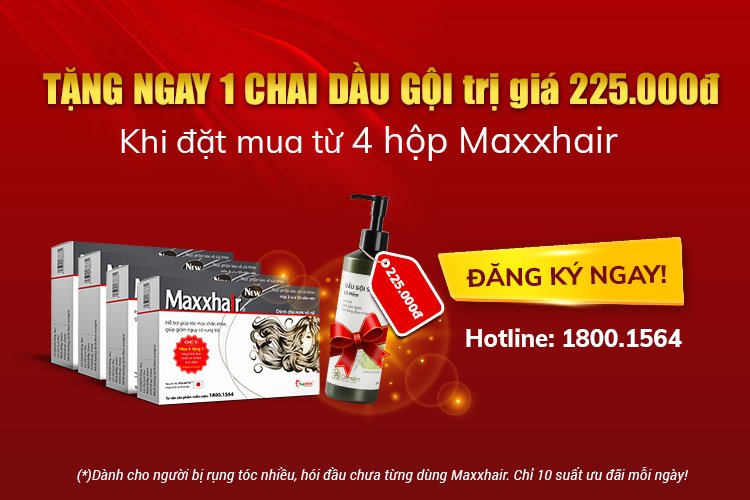 ƯU ĐÃI ĐẶC BIỆT: TẶNG 1 DẦU GỘI CỎ MỀM TRỊ GIÁ 225.000Đ KHI MUA 4 HỘP MAXXHAIR 1