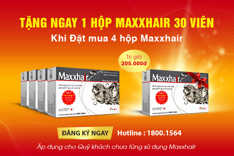 Quà tặng tới Quý khách: TẶNG ngay 1 hộp 30 viên trị giá 205.000đ khi mua 4 hộp Maxxhair 1 Quà tặng tới Quý khách: TẶNG ngay 1 hộp 30 viên trị giá 205.000đ khi mua 4 hộp Maxxhair 1